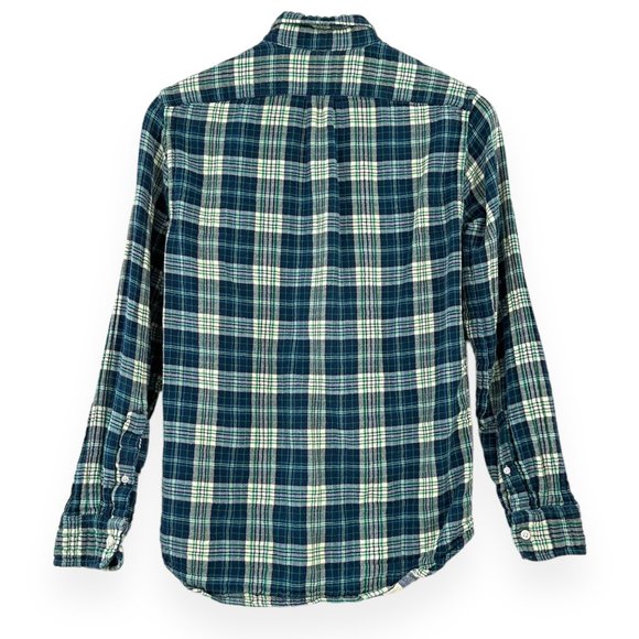 J.Crew Blue & Green Plaid Slim Fit Cotton Flannel Button Up Shirt sz S - Picture 2 of 6